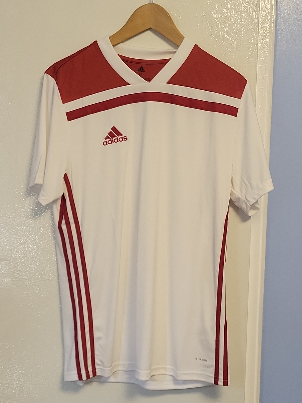 adidas White and Red Short-Sleeve Soccer Jersey